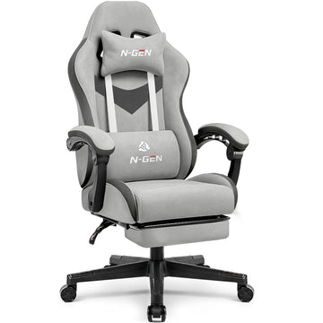 Gaming Chair, Lumbar Support with Breathable Fabric, Grey