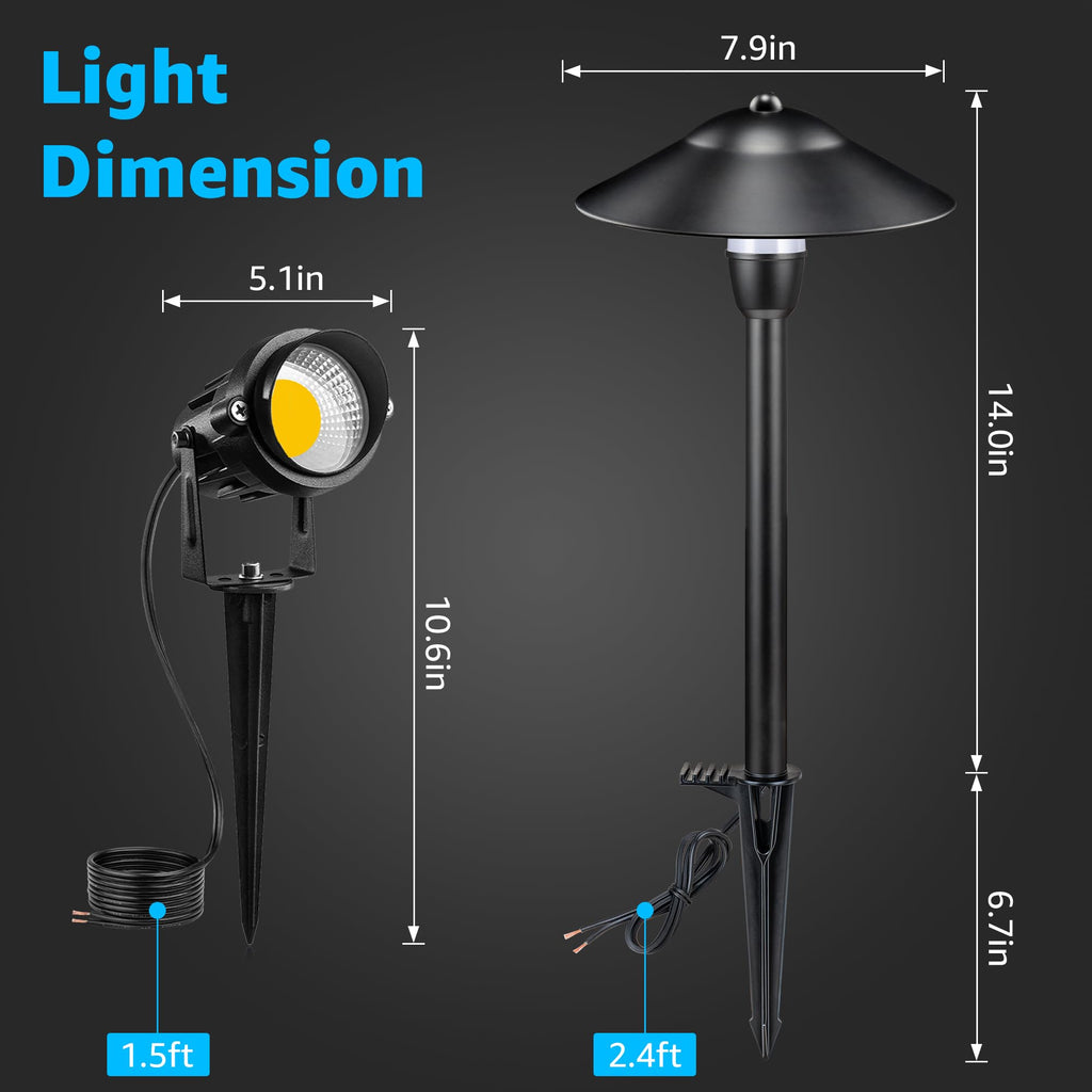 LED Low Voltage Landscape Lighting 12-24V Landscape Lighting Kit with Connectors Aluminum Pathway Lights Wired