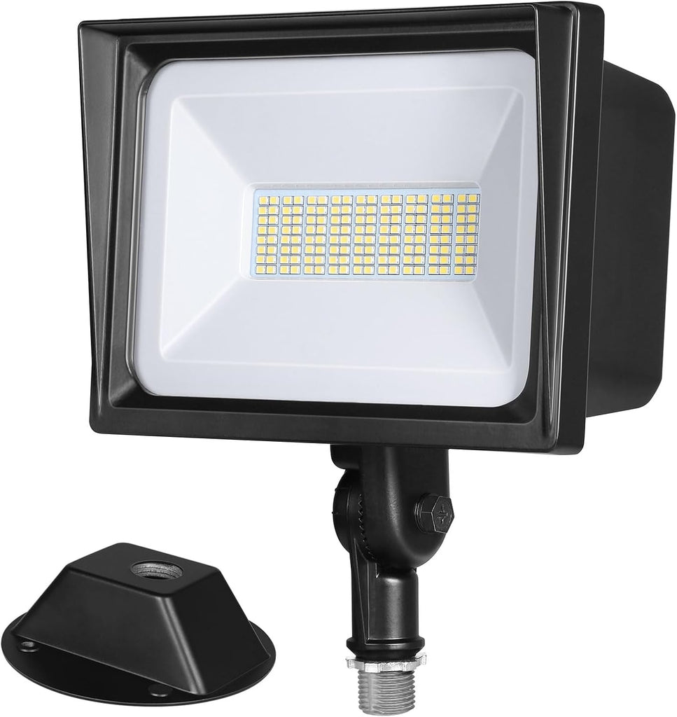 65W Outdoor LED Flood Light, IP65 Waterproof 6670LM 5000K, Black | Knuckle Mount, Super Bright, Security Flood Light