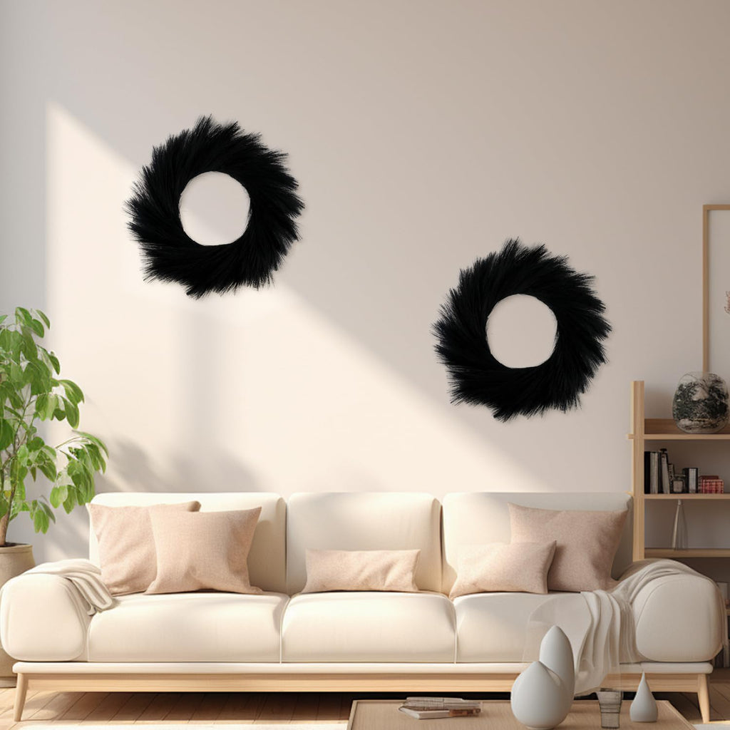 Pampas Grass Wreath 24 Inch Farmhouse Wreath for Front Door Black