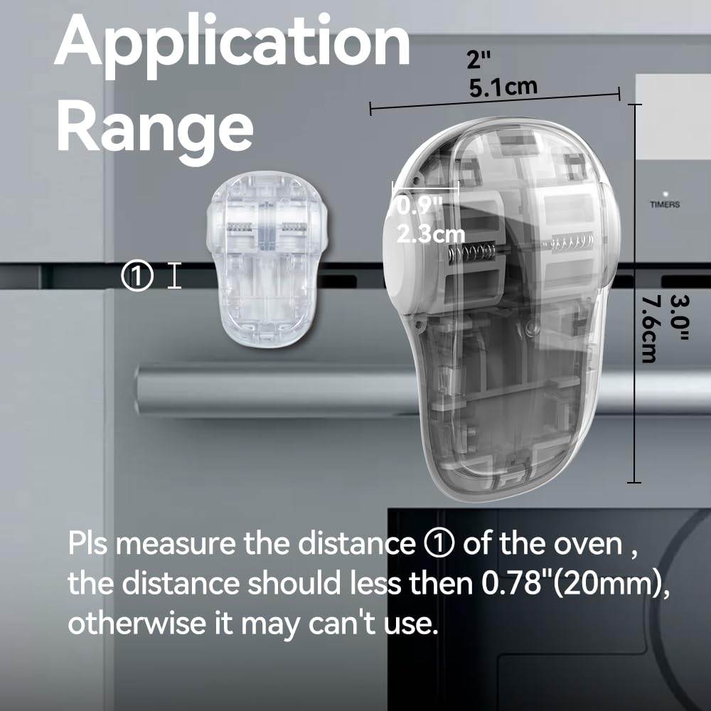 Child Safety Heat-Resistant Oven Door Lock, Oven Front Lock for Kids Easy to Install, Use Adhesive,No Screws or Drill