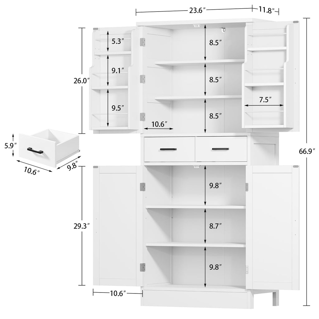 Farmhouse Pantry Cabinet, Tall Kitchen Storage Cabinet with Barn Doors