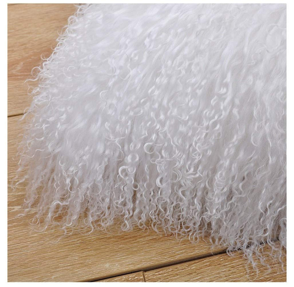 100% Real Mongolian Lamb Fur Cushion Cover/Pillowcase (18x18inch, White) 1
