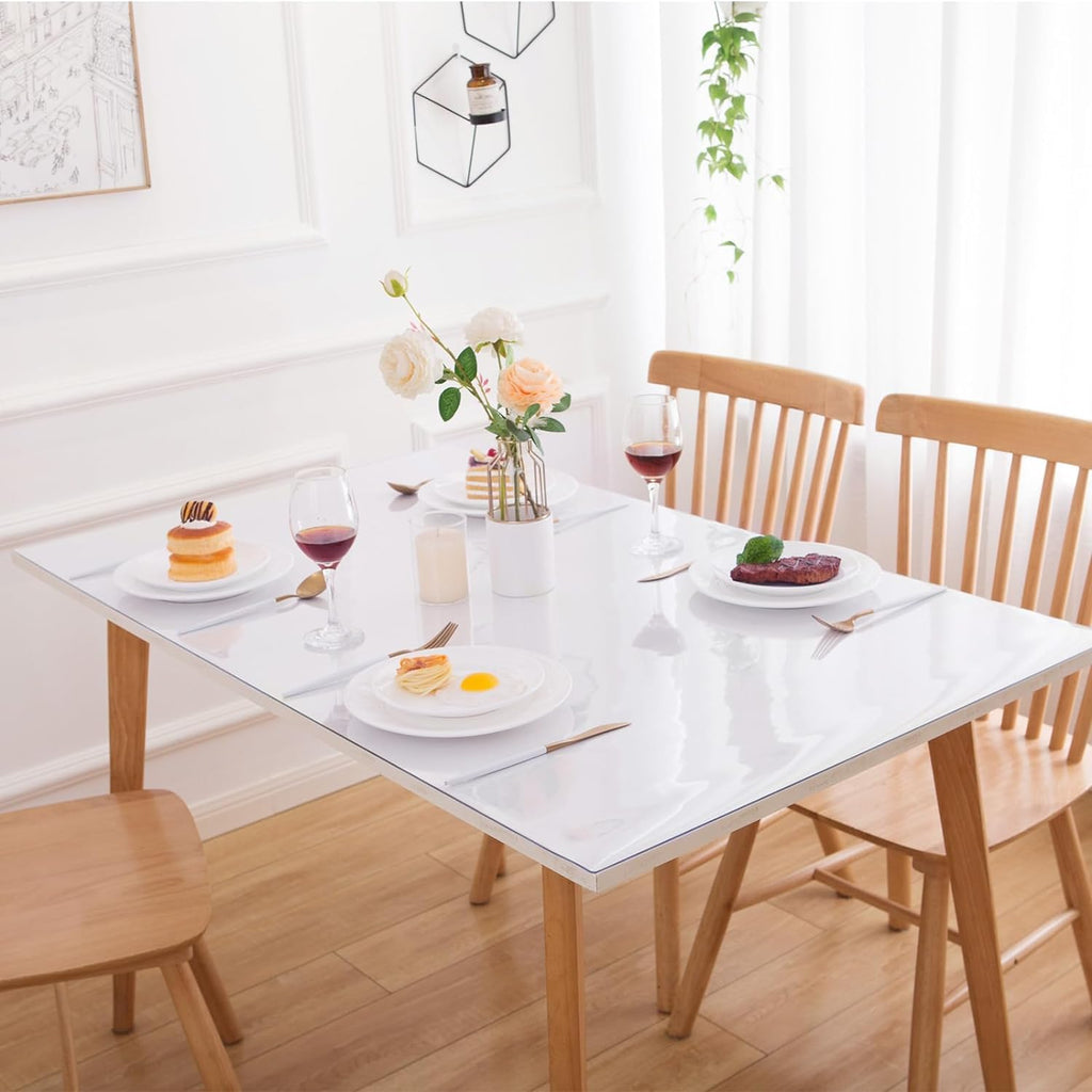 17 x 63 Inch Clear Table Cover Protector, Clear Table Protector, 1.5mm Plastic Table Cover, Vinyl Table Protector