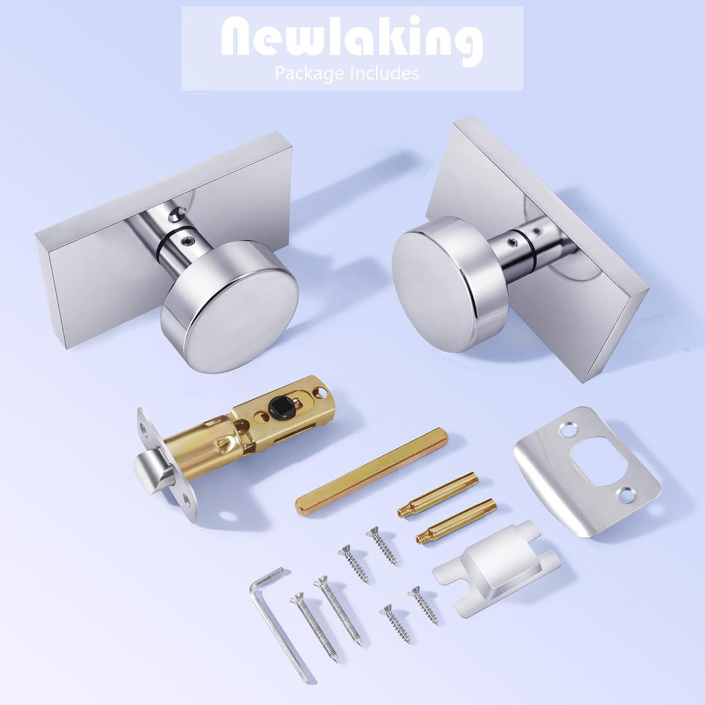 Zinc Alloy Passage Door Knob Non-Locking, Polished Chrome