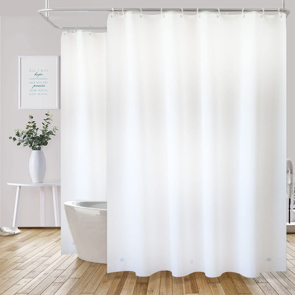ExtraWide 108x70" White Shower Curtain Liner for Clawfoot Tub, S/Steel Hook