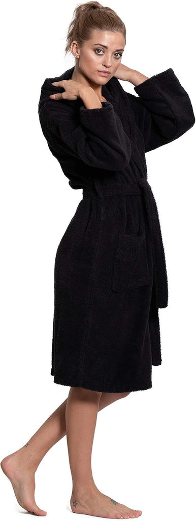 Women's Turkish Cotton Hooded Robe, Terry Hooded Bathrobe
