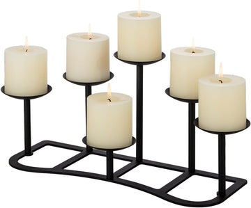 Black 6-arm fireplace candelabra