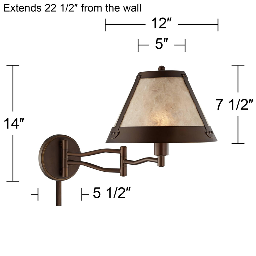Samuel Mica Shade Plug-In Swing Arm Wall Lamp with Cord Cover Set of 2