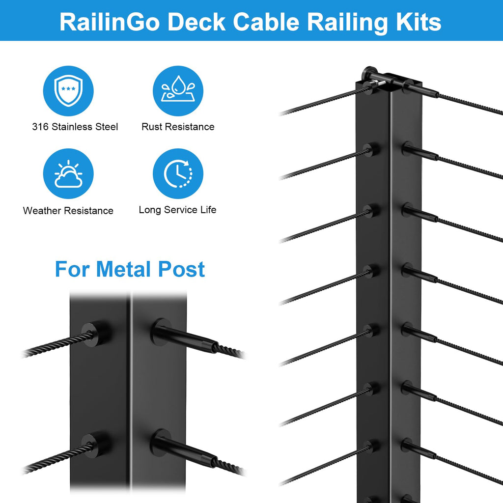 20 Pack 1/8" Cable Railing Terminal Ends, T316 Stainless Steel