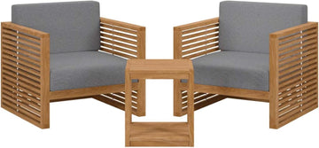 Carlsbad 3-Piece Teak Wood Outdoor Patio Set in Natural/Gray