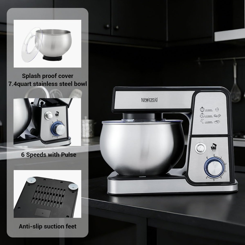 Stainless Steel 6-Speed 5.3QT Stand Mixer