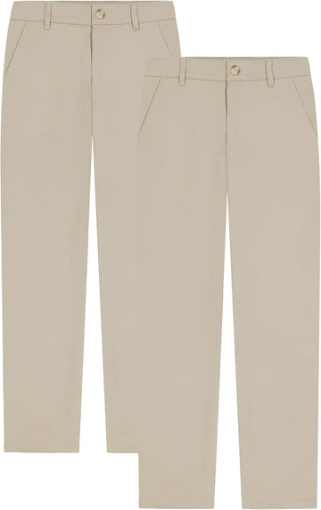 Boys' School Uniform Flat Front Twill Pant, Pack