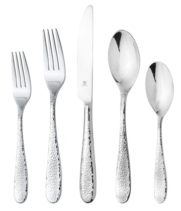 Silverware Set for 16, 18/10 Hammered (80-Piece, Fidenza Hammered)