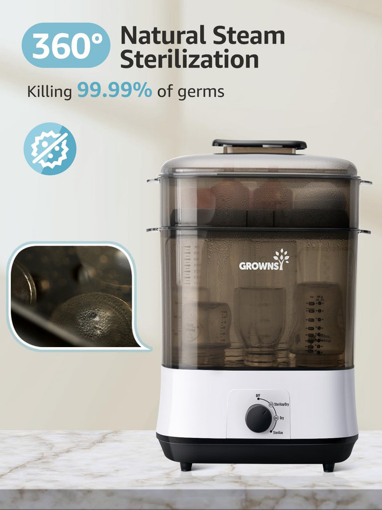 Multi-Function Large Capacity Baby Bottle Sterilizer and Dryer, Grey