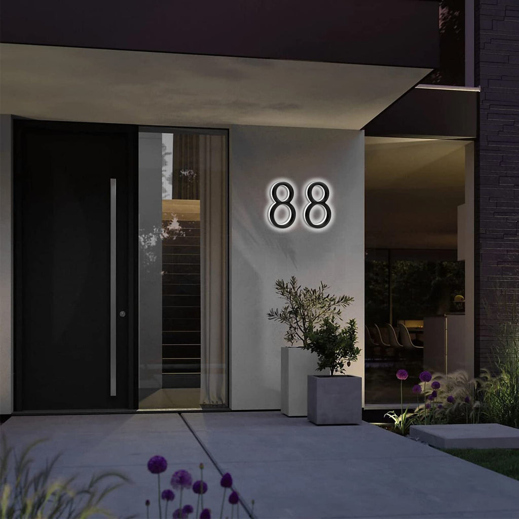 Backlit LED Home Address Numbers, 8 Inch House Numbers, Stainless Steel Hand-Polished Waterproof Address Signs