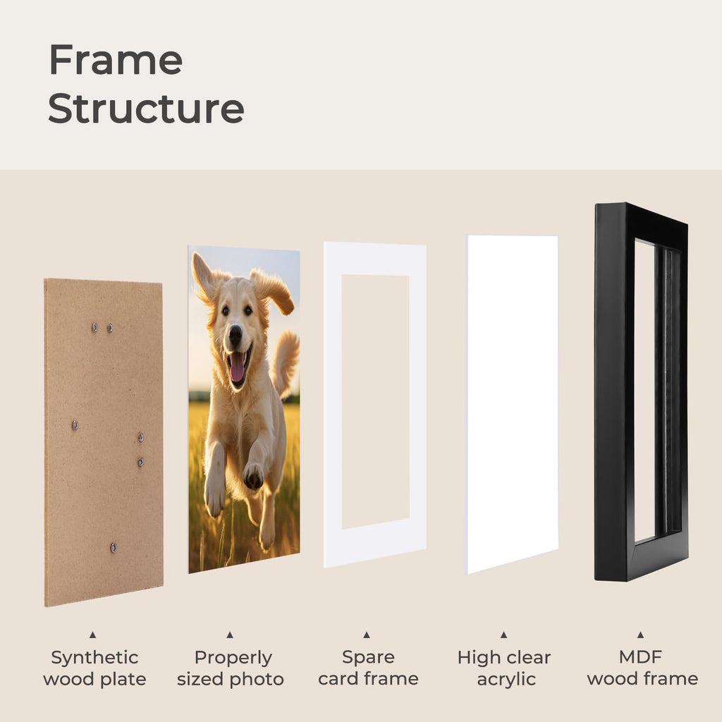 4x6 Picture Frames Collage Family Multi Photo Frame Wall Decor, Black