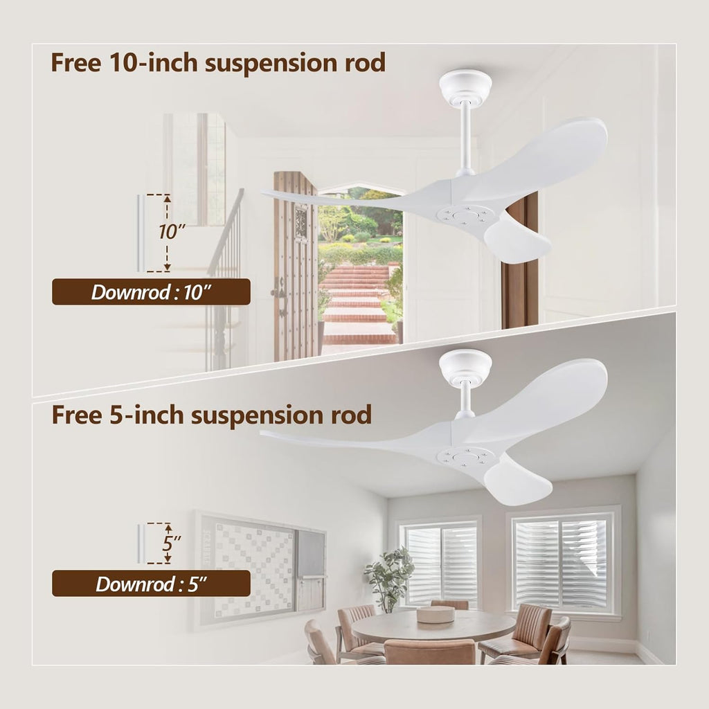 Inspired Maverick Style 42 Inch Solid Wood Ceiling Fan with Remote,White Ceiling Fan no Light,6 Speeds,Noiseless,Reversible DC Motor,Modern Ceiling Fans without Lights for Outdoor Indoor Bedroom Farmhouse,Patios A101-B0DFTMQX4F