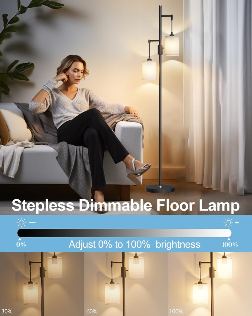 Black Floor Lamp, Industrial 2-Light Floor Lamps