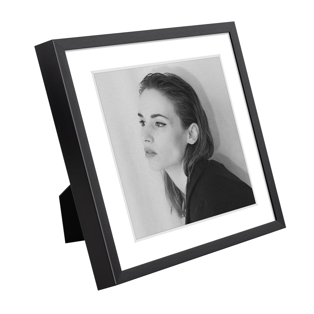 6x6 Black Aluminum Frame with White Mat, Real Glass