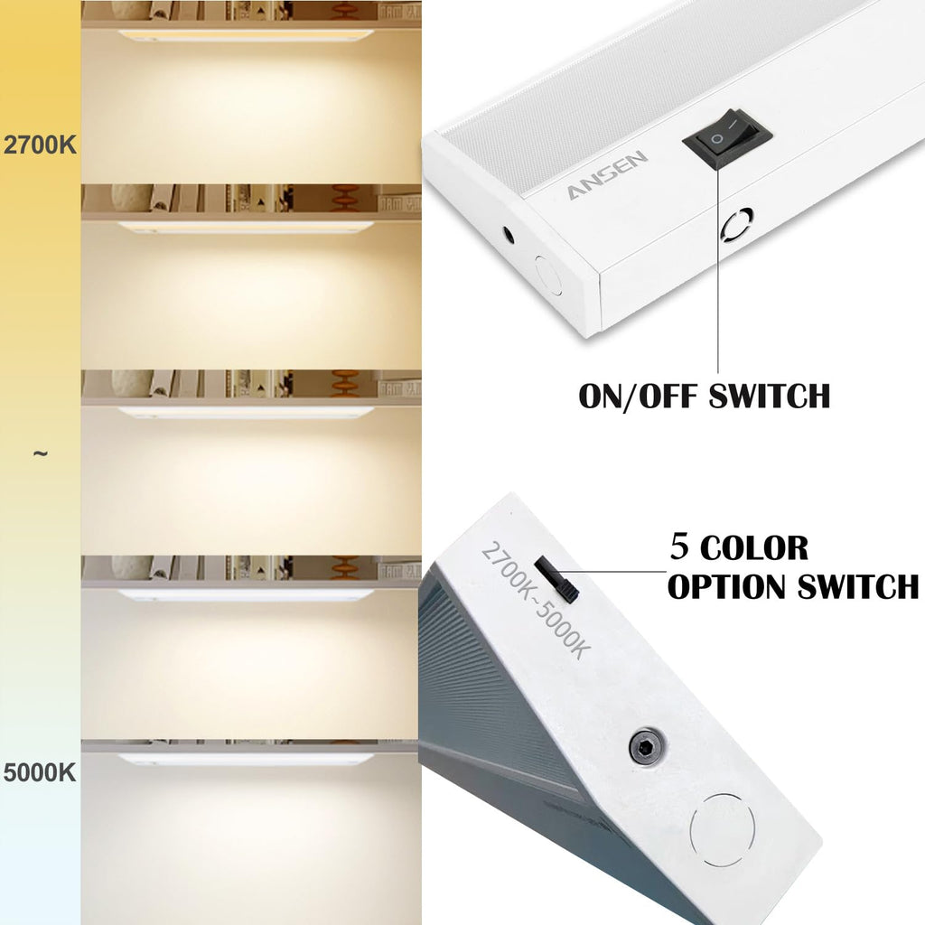 Of Under Cabinet Lights, 36in 22W 1426LM, Dimmable Hardwire Led Light for Closet, CRI>92, R9>90, 5 Color