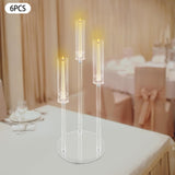 3 Arms Clear Acrylic Candlesticks Holder 6PCS 29.92" Tall Candelabra Candle Holder, Weddings, Receptions, Birthdays