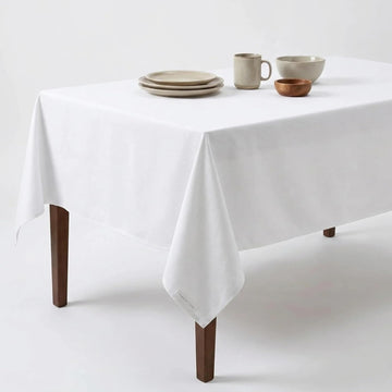Tablecloth White Table Cloth Tabletop Cover Kitchen Dining Tablecloth 100% Cotton Great for Parties 