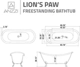 Clawfoot Series One Piece Belissima Double Slipper Acrylic Tub in White|69.29 in. L x 28.35 in. W x 30.12 in. H |
