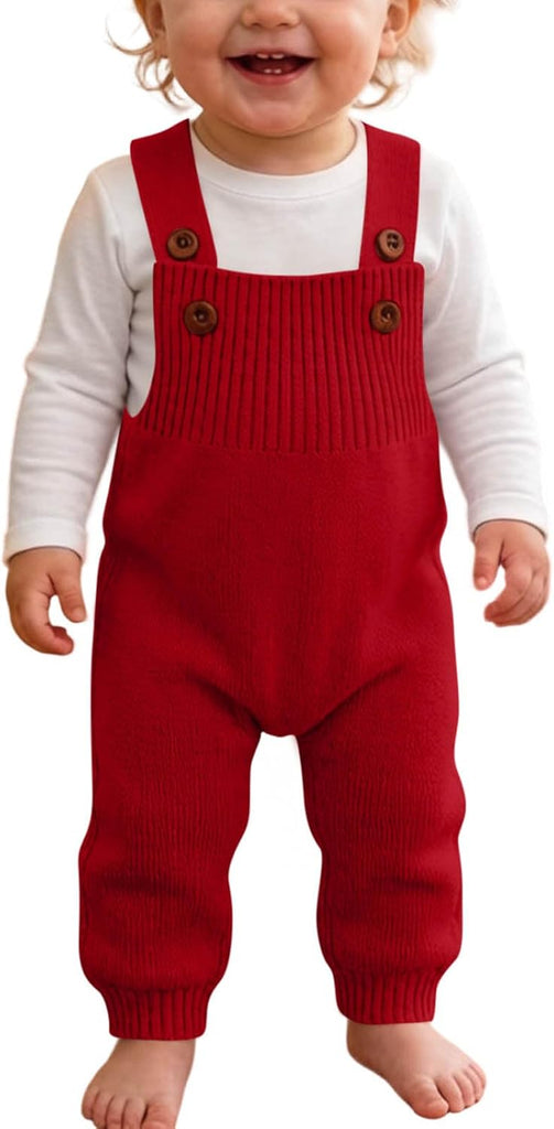Baby Sweater Romper Knit Solid Color Clothes Suspender Pants Cute Overalls Jumpsuit with Shoulder Straps