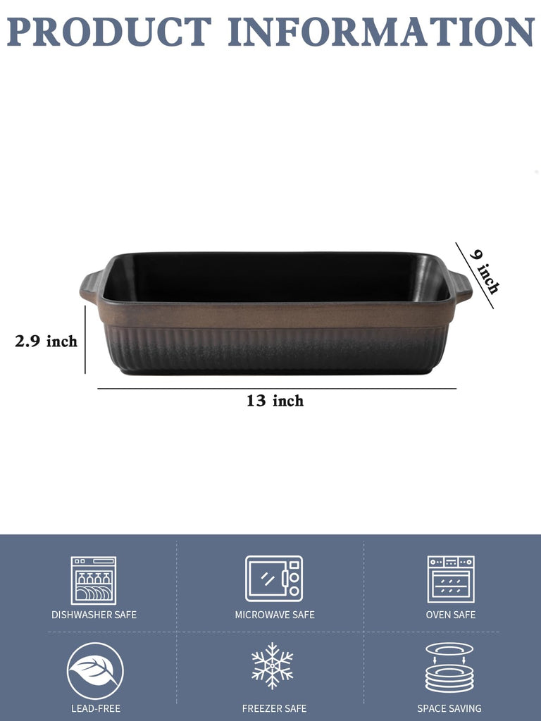 Ceramic Baking Dish, Bakeware Set, Rectangular Casserole Dish, Lasagna Pans for Cooking, Kitchen, Cake Dinner, 9 x 13