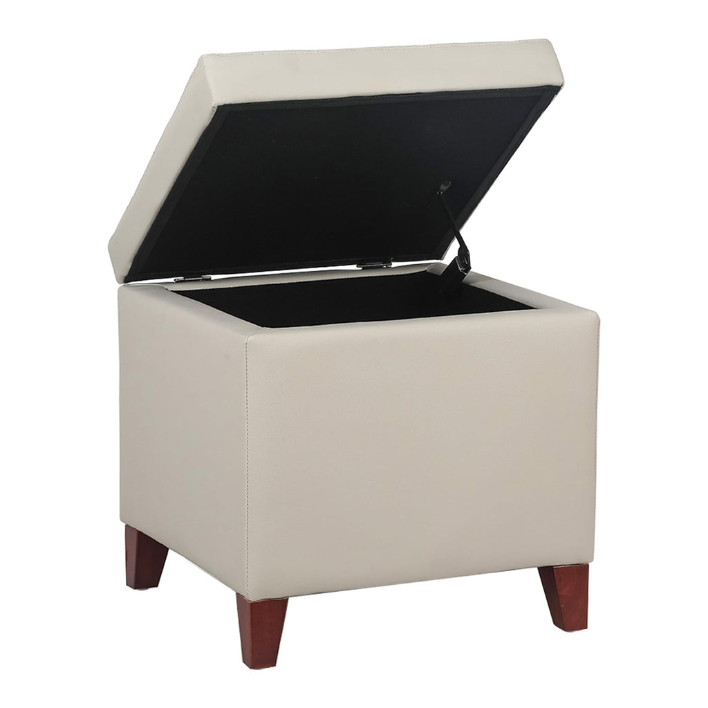18" Square Storage Ottoman, Premium Faux Leather Lift-Top Footrest & Coffee Table, Modern Upholstered Cube with