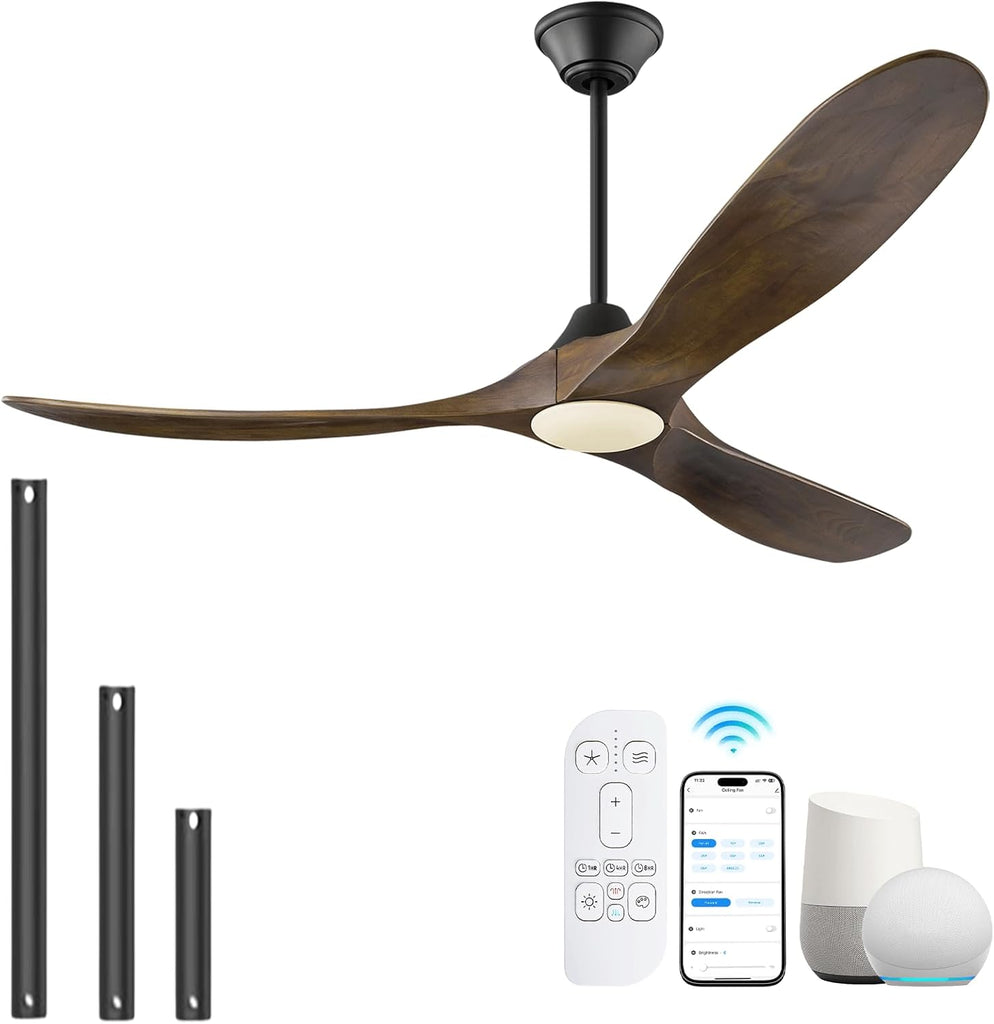 60 Inch Ceiling Fans with Lights, Outdoor Ceiling Fans for Patios with Light Damp Rated