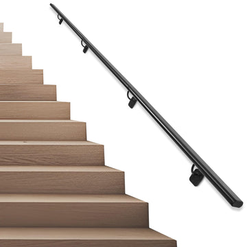 Industrial Stair Handrail Wall-Mounted Hand Rails for Indoor Stairs Black Pipe Stair Railing Indoor Metal Hand Rail