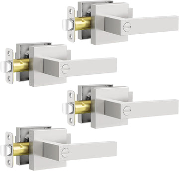 Brushed Nickel Door Handles Interior, Door Knobs s, Heavy Duty Privacy Door Levers, Waterproof Zinc Alloy Bathroom