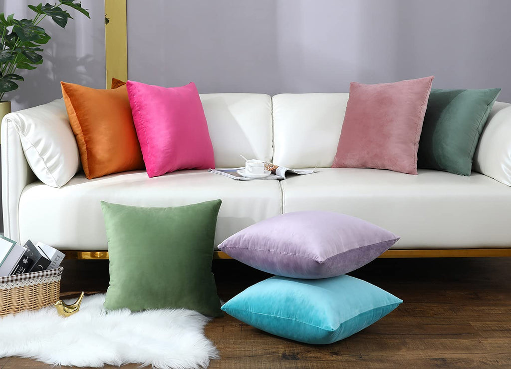 Comfy Lime Green Throw Pillow Covers Decorative Square Solid Thick Velvet Super Soft Cushion Cases Home Decor for