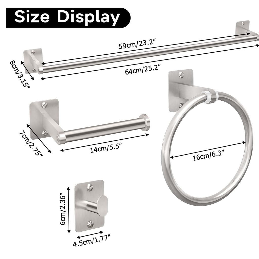 Brushed Nickel Bathroom Accessories Set, 4 PCS Bathroom Hardware Set