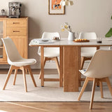 Mid Century Modern Dining Chairs,Shell Lounge Plastic Side Chair with Soft Padded and Wooden Legs for Dining