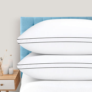 Pillows Queen Size Set of 2, Hotel Luxury Gusset Sleeping Pillow | No Flattening, Soft & Supportive, Oeko-Tex