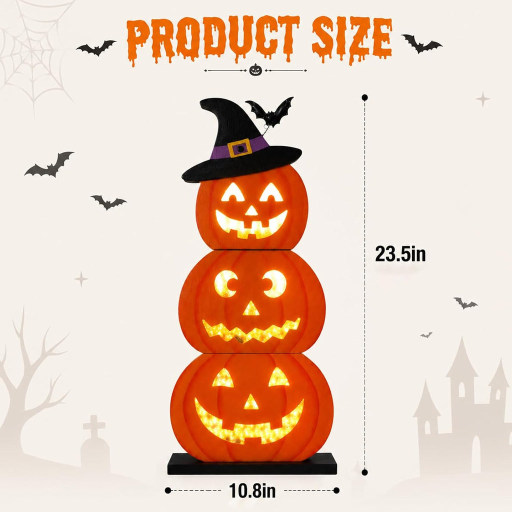 Halloween Decorations LED Light Up Pumpkin Decor Spooky Sound Porch Sign