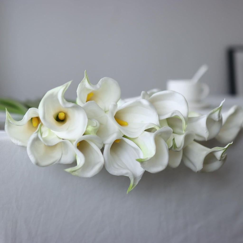 12 PCS 23.6 Inch Real Touch Artificial Calla Lily Flowers, White