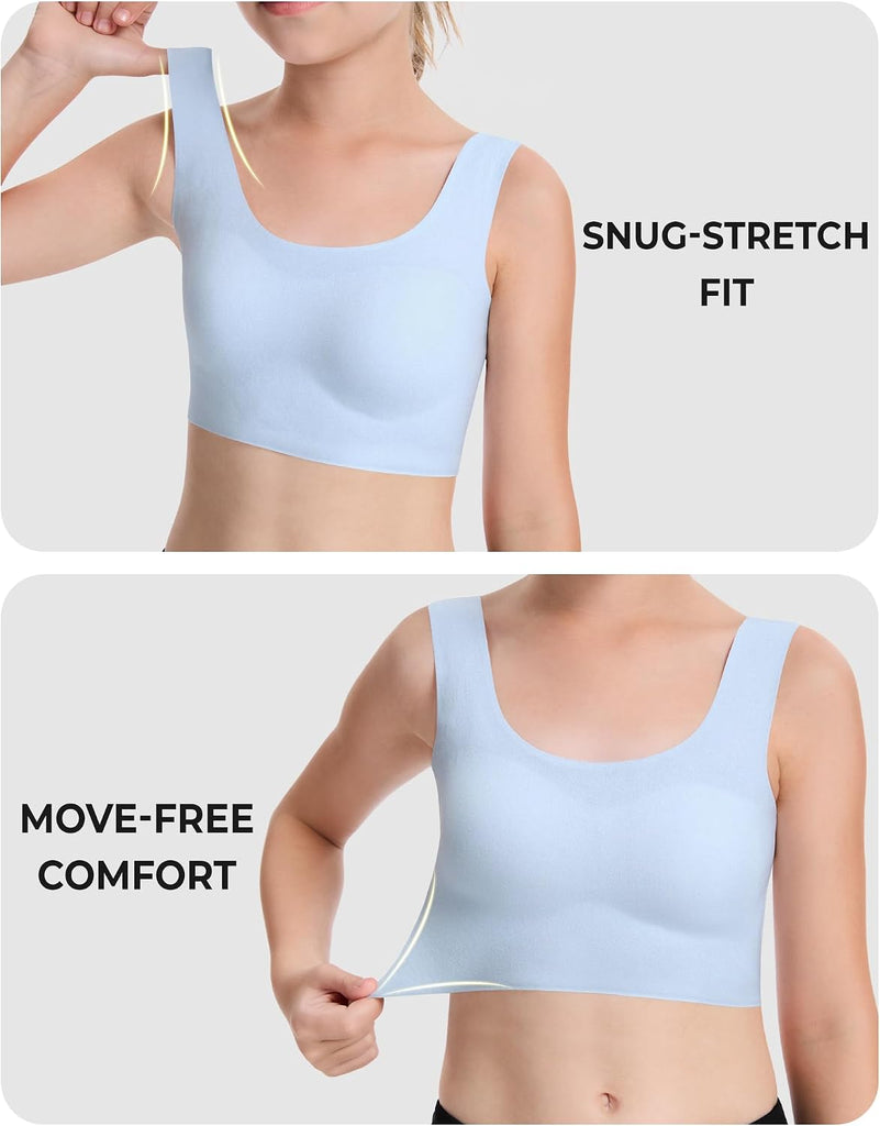 Girls Training Bras Kids Longline Crop Bra Underwears 4 Packs