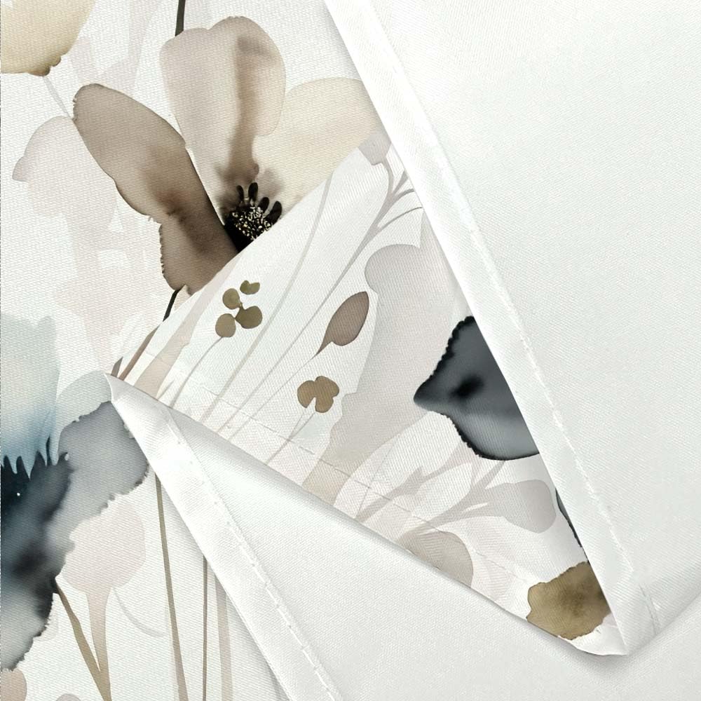 Boho Floral Shower Curtain, Watercolor Ink Flower Plant Leaf Bath Curtains, Nature Scenery Romantic Waterproof
