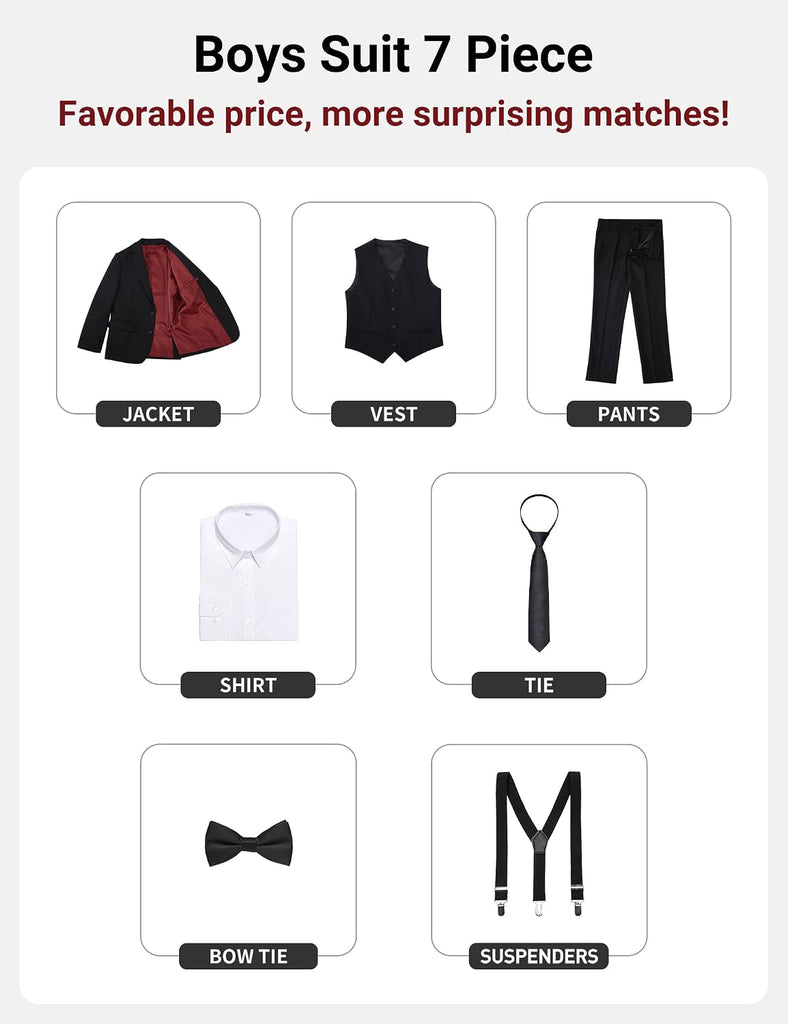 Boys' Formal Suit Set, with Suspenders, Adjustable Waist