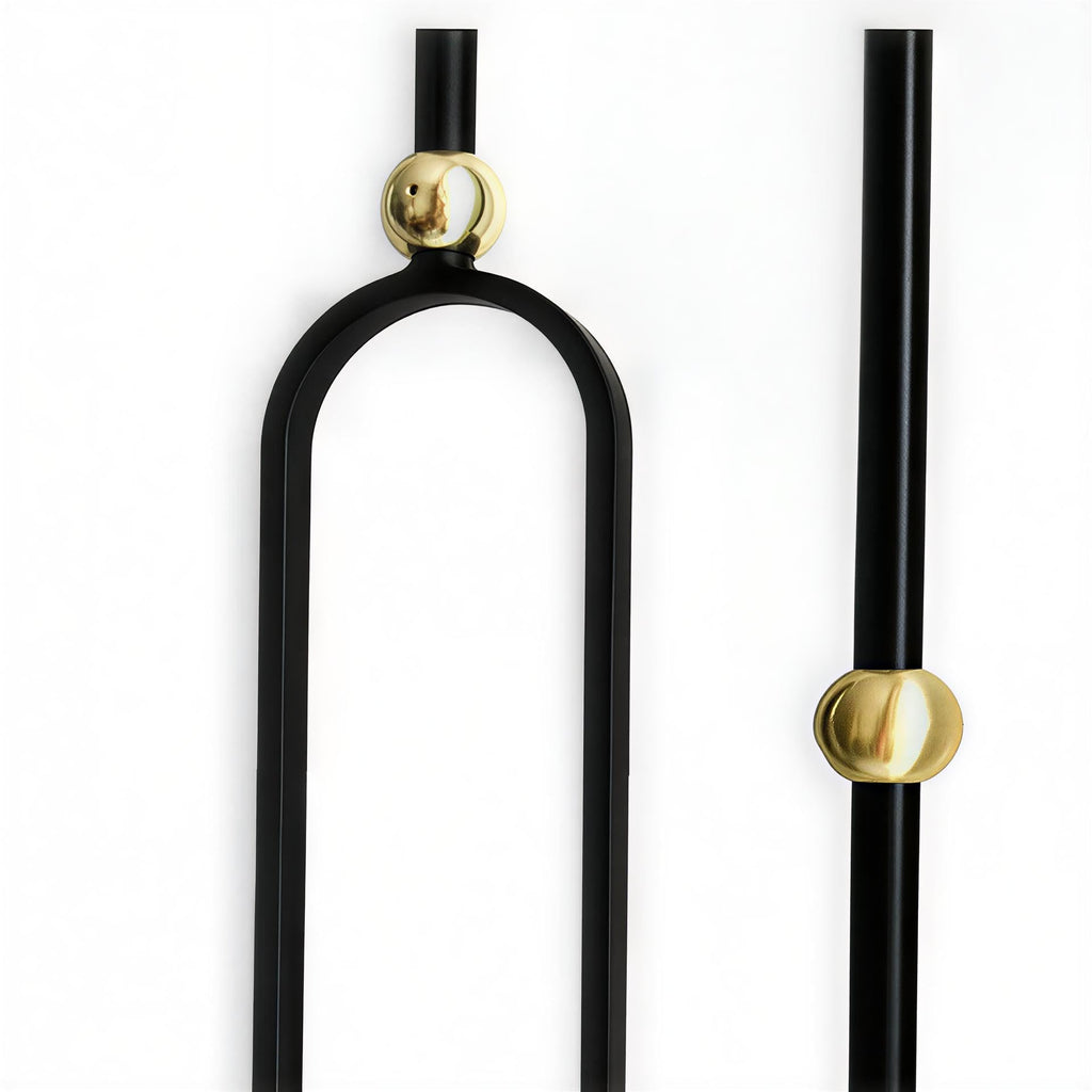 Round 5/8" * 44" Wrought Iron Balusters for Indoor Stair Railing (5 Pcs Oval Design with Brass Ball + 5 Pcs Plain