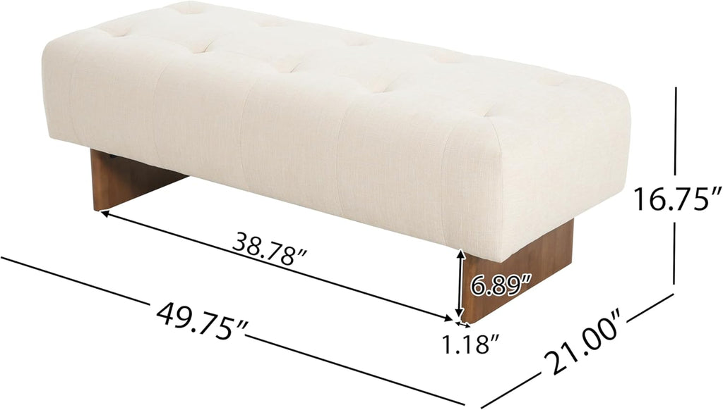 Yvone Modern Upholstered Ottoman Bench, Minimalist Wooden Entryway Bench, Living Room Sofa Extra Seat, Ottoman End of