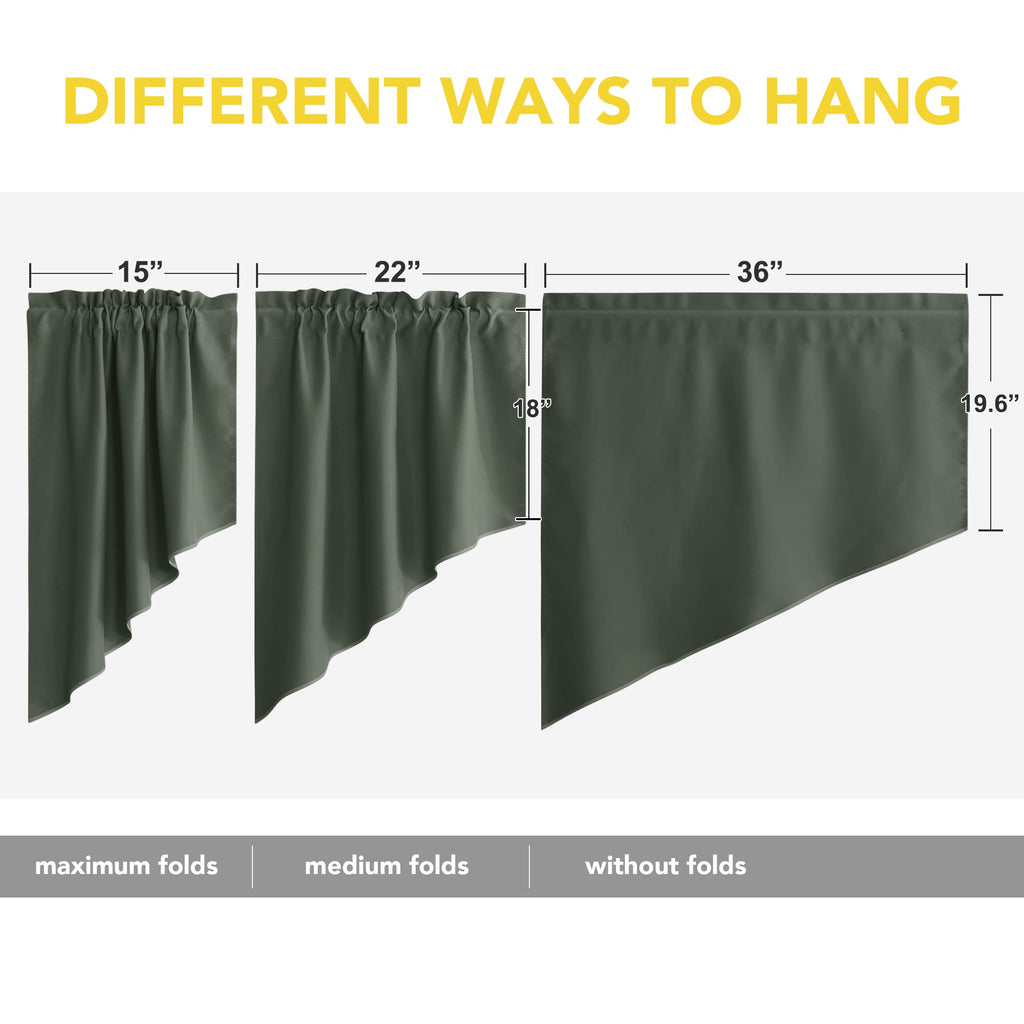 Short Curtains for Small Windows, Thermal Insutaled Room Darkening Farmhouse Curtain Shade Rod Pocket Swag Curtain
