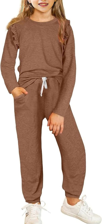 Kids Girls Clothes Ruffled Tops and Pants Sets 2 Piece Fall Outfits