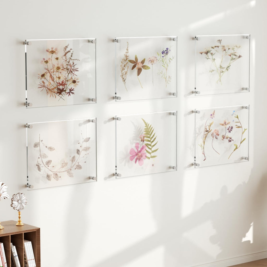 8.5x11 Acrylic Picture Frames 4 Pack, Clear Floating Wall Frames