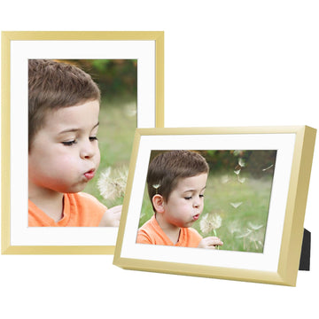 2 Pack 5x7 Aluminum Frame with Mat for 4x6 Photo, Gold