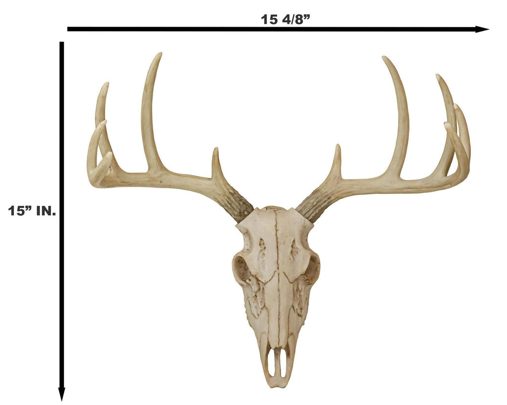 Rustic Hunter Deer 10 Point Buck Skull Trophy Antlers Wall Mounted Plaque Decor Figurine 14.25" Long Hunter's Antler